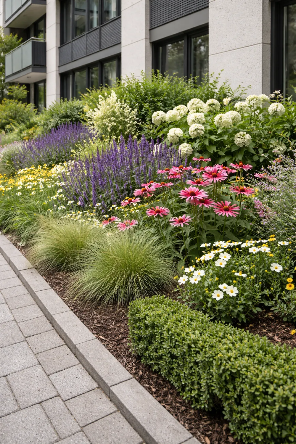 Massif fleuri entretenu en copropriété